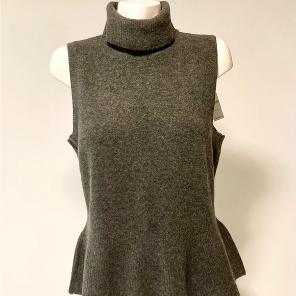 New White House Black Market Grey Acrylic Polyester Sleeveless Sweater size L - Picture 2 of 14